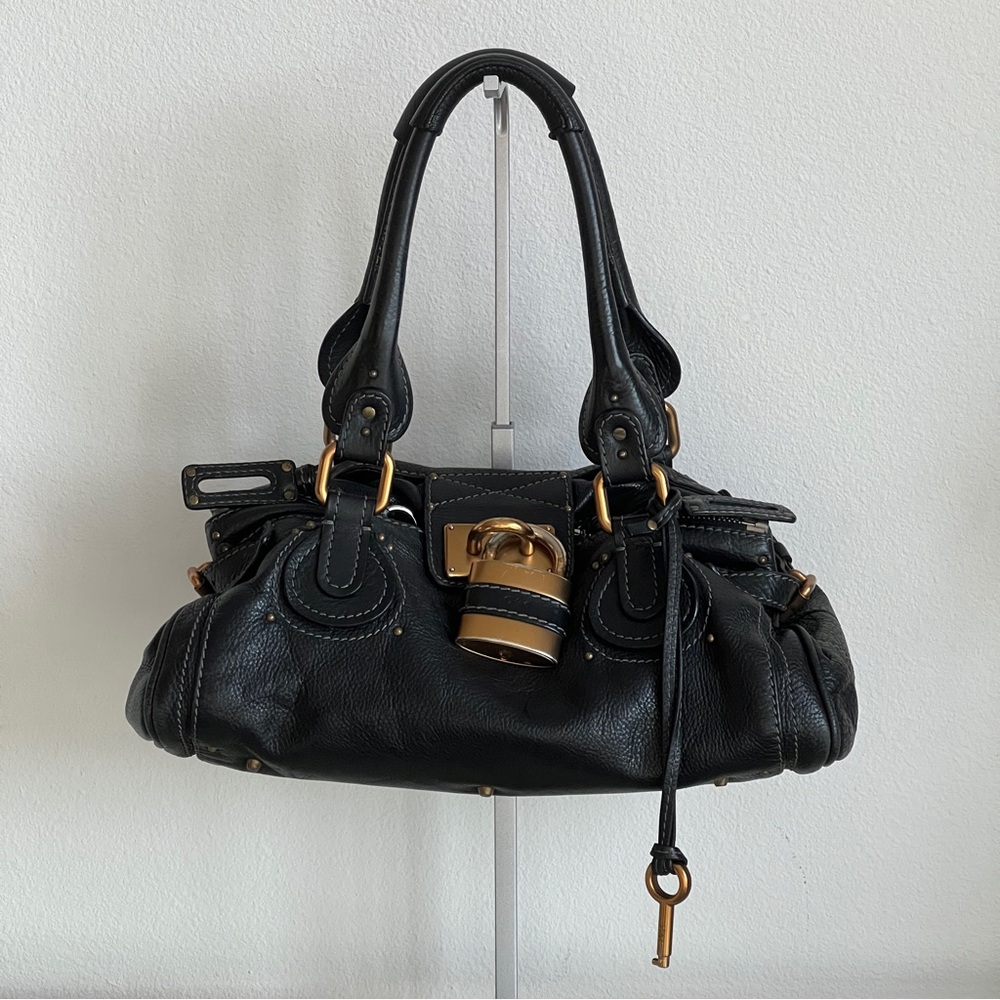 Chloe Paddington Black Leather Bag – Great Condition, Padlock & Key